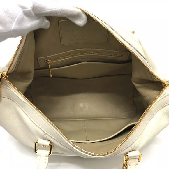 LOUIS VUITTON Sac Louis Special Order Duffle Bag Leather White/GoldHardware - Picture 14 of 14